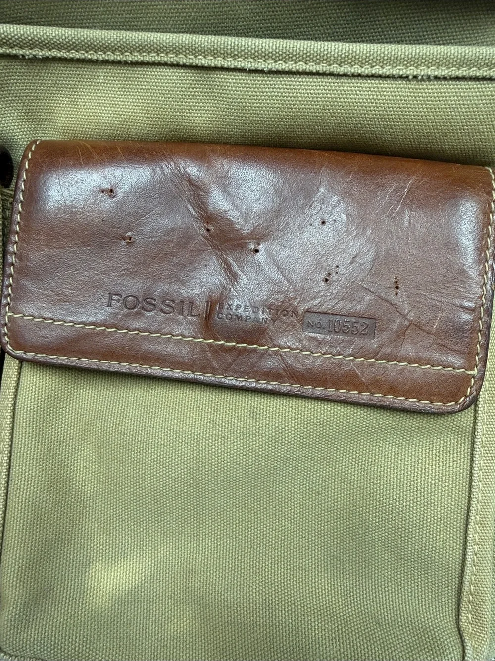Well Loved Fossil Tan Canvas Expedition Messengee Bag
